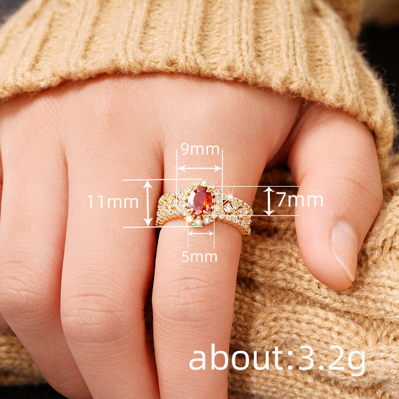 Retro Affordable Luxury Personality Inlaid Zircon Fashion Single Ring