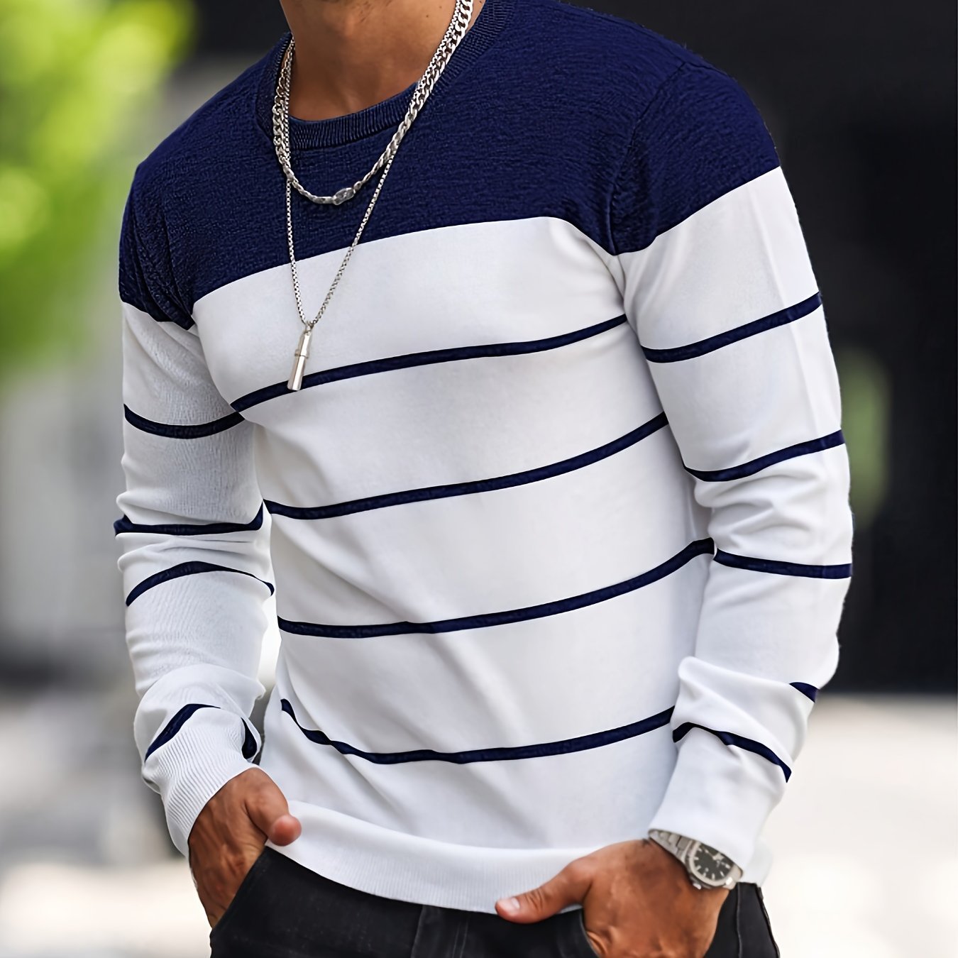 Men's Knitted Fashion Crew Casual Sweatshirt