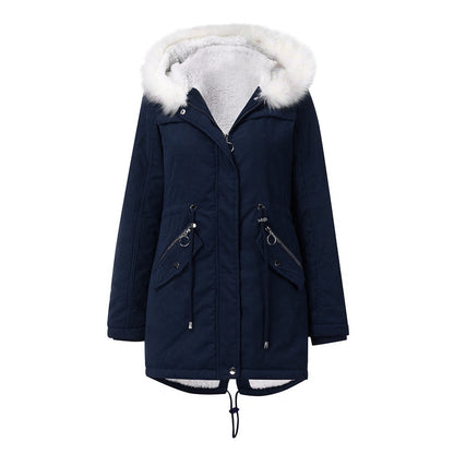 Women's Cotton-padded Coat White Fur Collar Parka