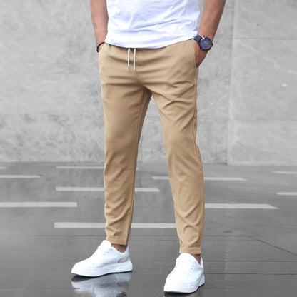 Men's Casual Drawstring Trousers With Pockets Fashion Slim Fit  Skinny Pencil Pants Clothing
